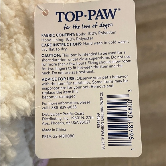 Top Paw Dog Apparel Unicorn White Purple Fleece Rose Gold Horn Hooded Costume XS - Picture 3 of 14